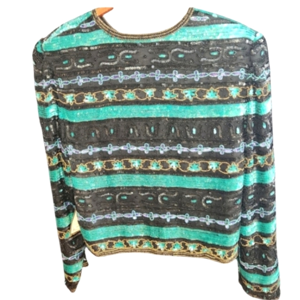 Vintage deadstock 90s Mark& John by Gopal sequined hand sewn jacket - Picture 6 of 7